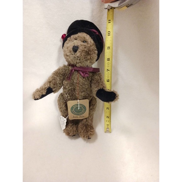 1990 Boyds Bears Auntie Alice PLUSH Teddy CERTIFICATE & Velvet Hat Silk Roses - Picture 11 of 14